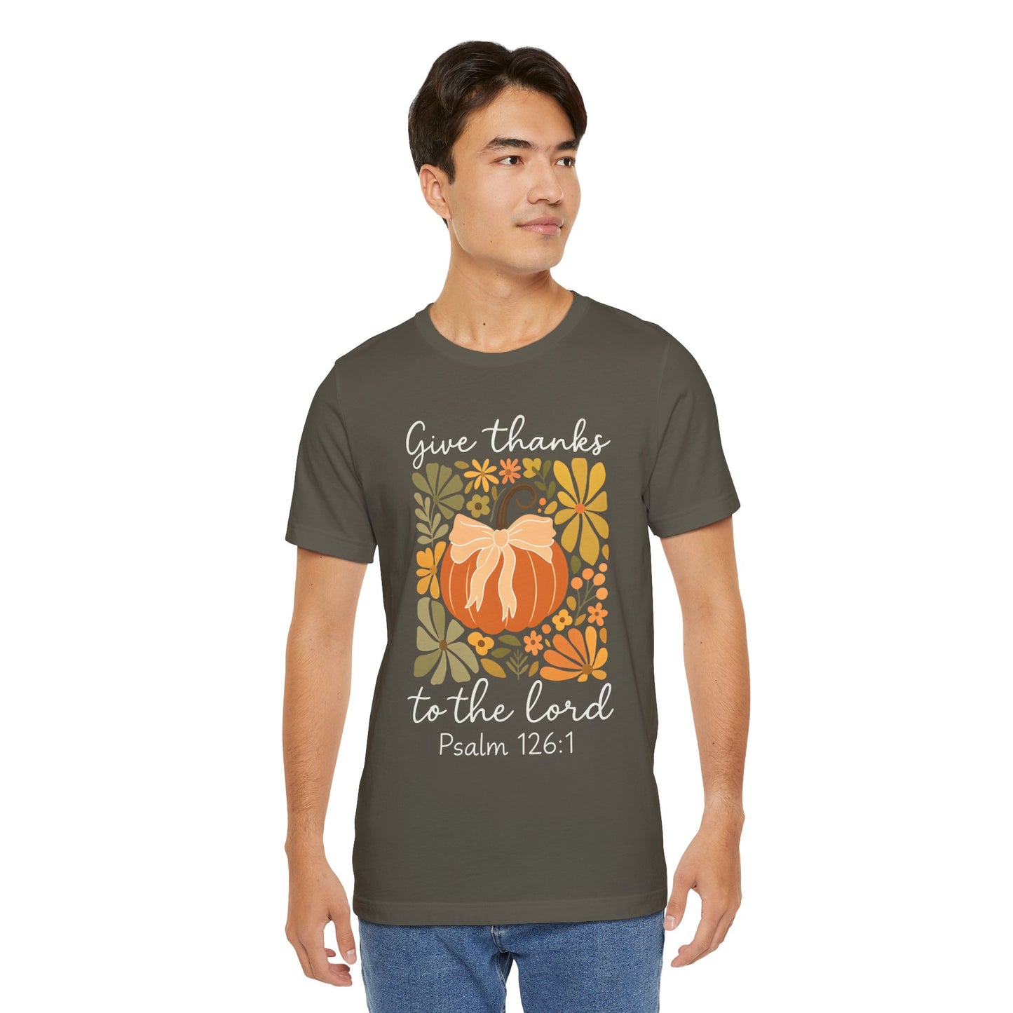 Give Thanks to the Lord Shirt – Christian Pumpkin Psalm Fall Thanksgiving Tee