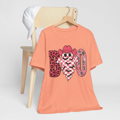 Pink BOO Shirt – Western Ghost Cowgirl Hat Halloween Tee