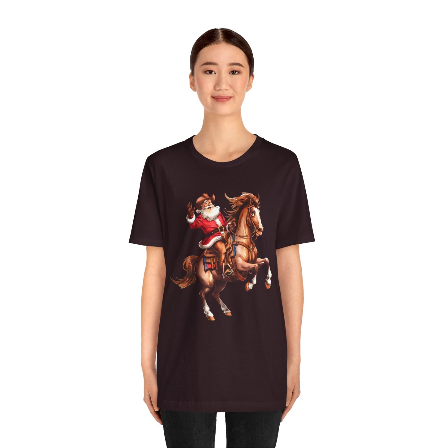 Cowboy Santa on Bucking Horse Shirt – Funny Western Rodeo Christmas Tee