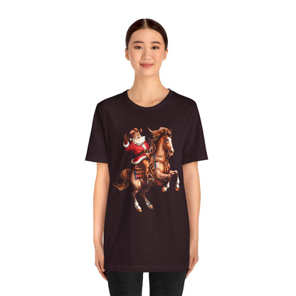 Cowboy Santa on Bucking Horse Shirt – Funny Western Rodeo Christmas Tee