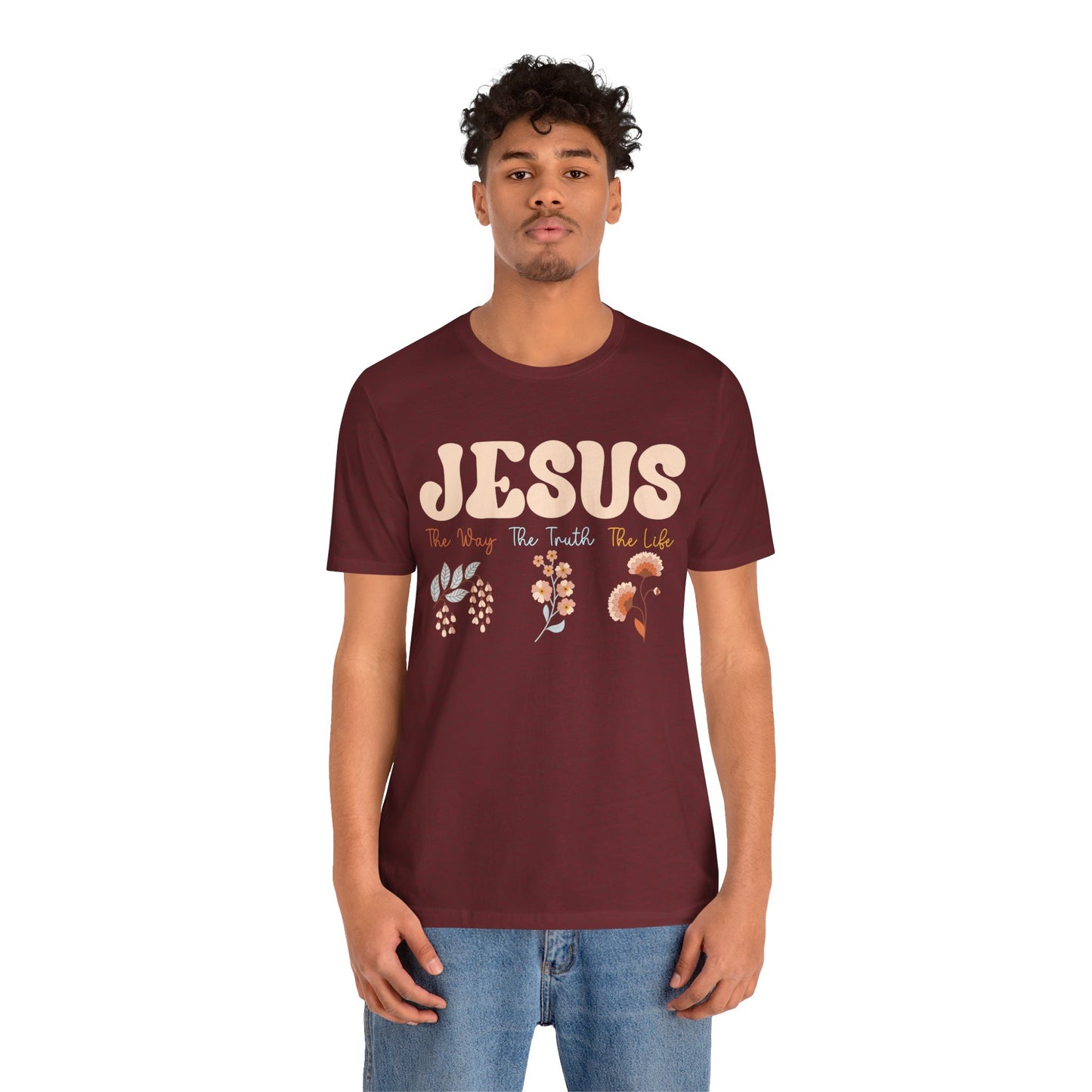 Jesus The Way The Truth The Life Shirt – Groovy Floral John 14:6 Christian Tee