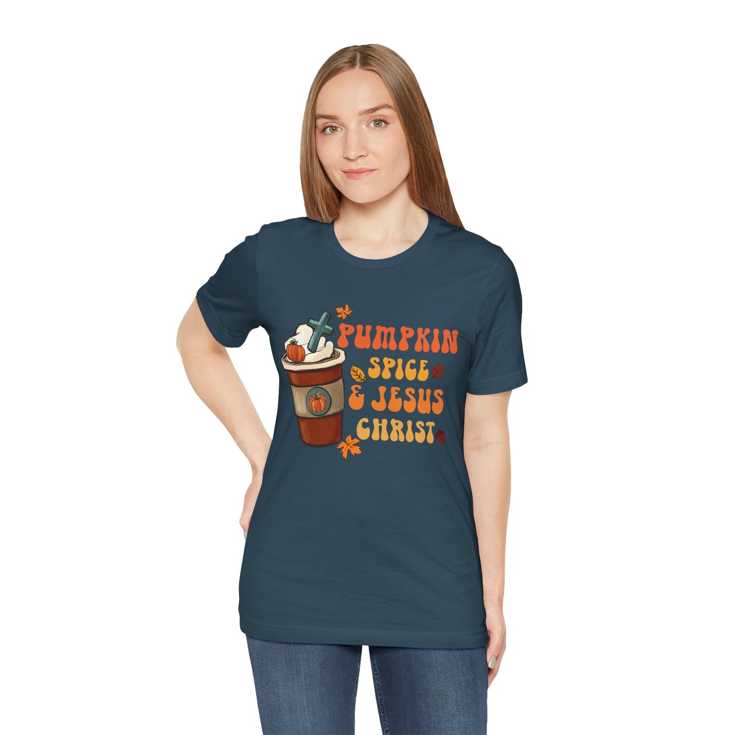 Pumpkin Spice Latte & Jesus Christ Shirt – Groovy Christian Fall Thanksgiving Tee