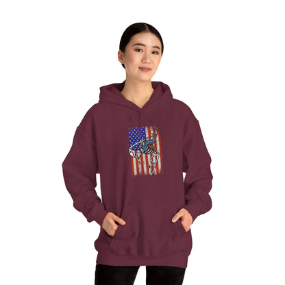 US Flag Skeleton Cowboy Hoodie – Western Horse Riding Rodeo Pullover