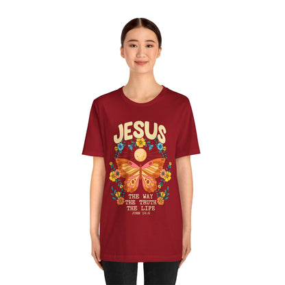 Jesus Butterfly Wildflower Shirt – John 14:6 Scripture Floral Christian Tee
