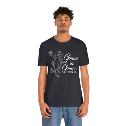 Grow in Grace Shirt – 2 Peter 3:18 Floral Christian Faith Bible Verse Tee