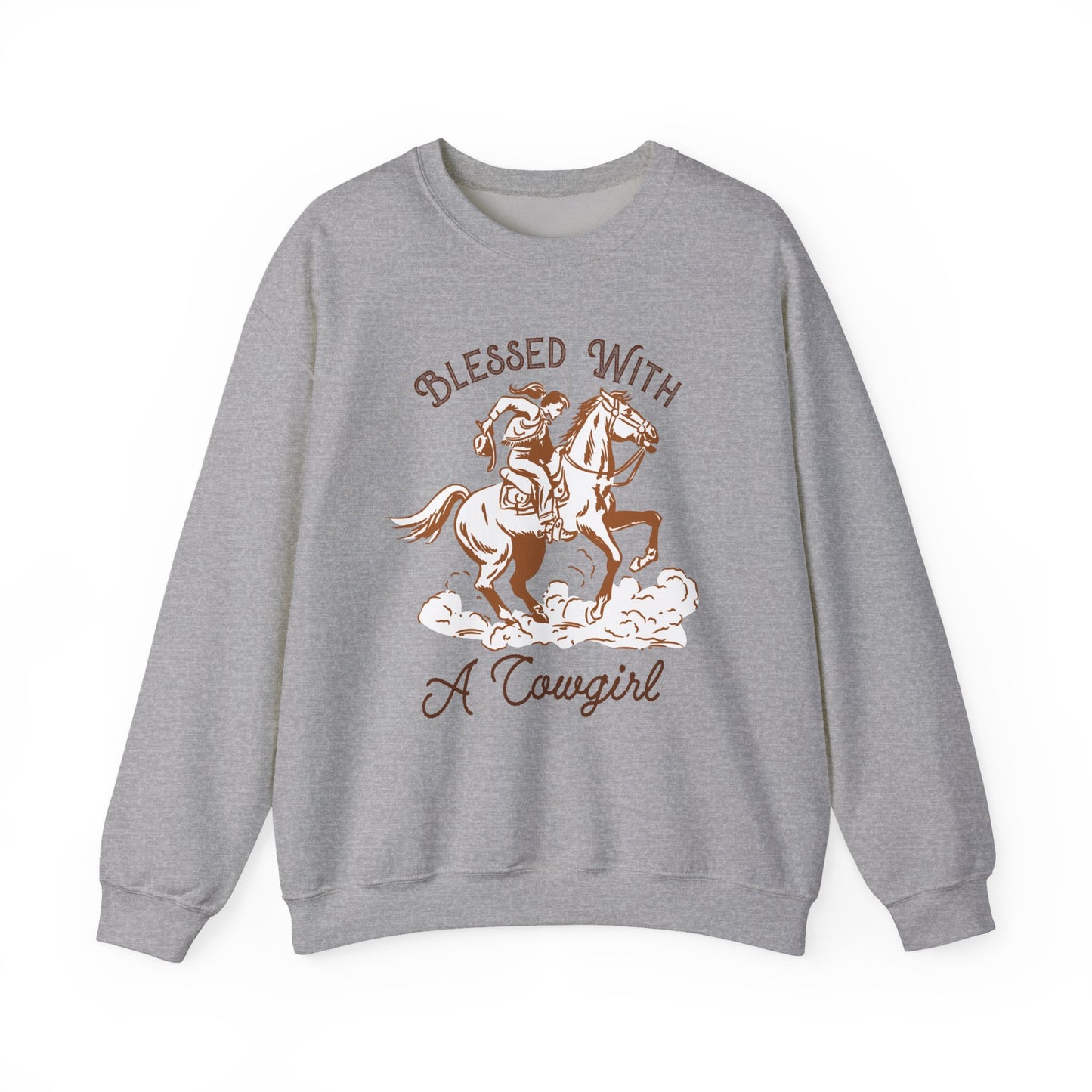 Blessed with a Cowgirl Sweatshirt – Retro Christian Western Rodeo Pullover