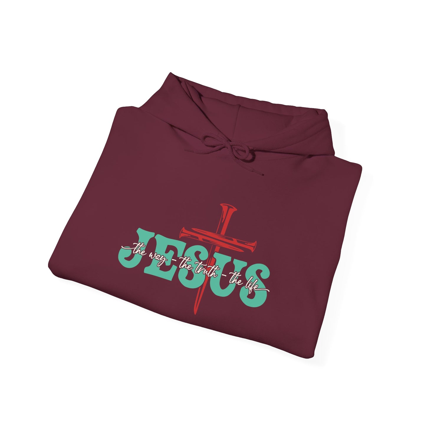 The Way Truth Life Christ Jesus Cross Nails Christian Bible Hoodie