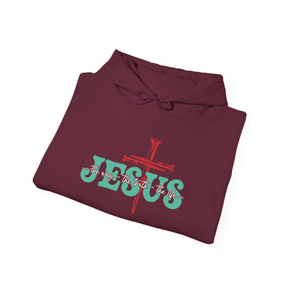 The Way Truth Life Christ Jesus Cross Nails Christian Bible Hoodie