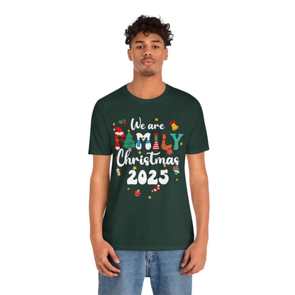 We Are Family Christmas 2025 Shirt – Groovy Snowman & Xmas Tree Matching Tee