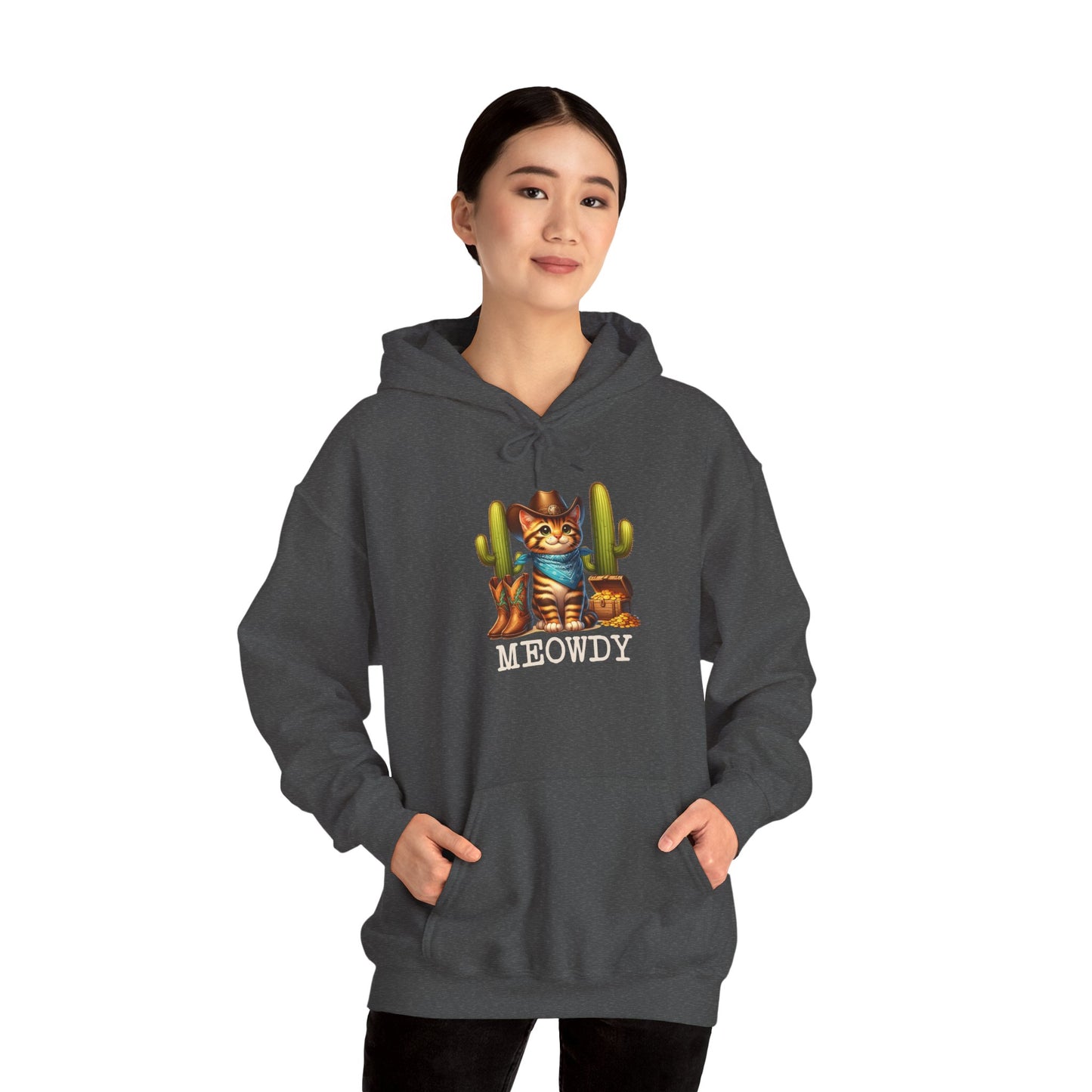 Meowdy Cowboy Cat Hoodie – Western Howdy Southern Country Cactus Pullover