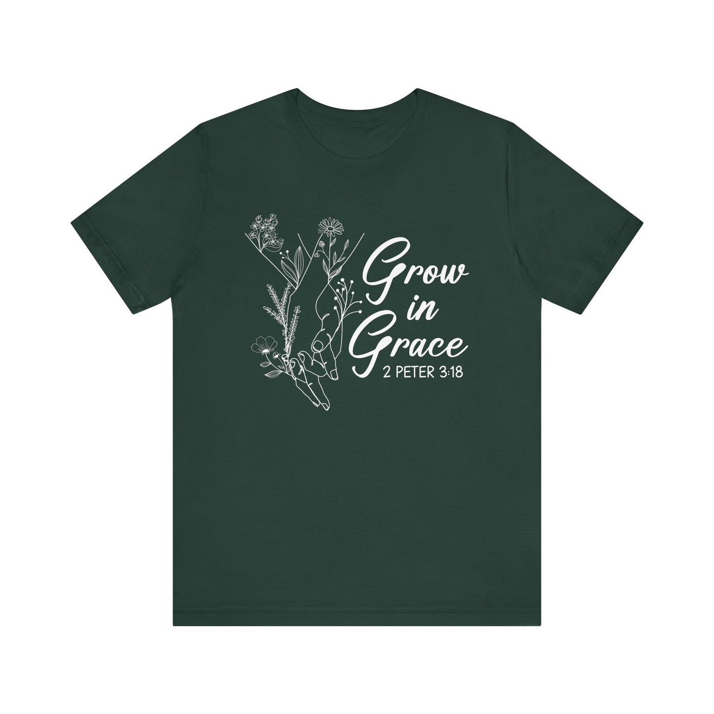 Grow in Grace Shirt – 2 Peter 3:18 Floral Christian Faith Bible Verse Tee