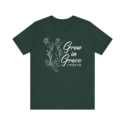 Grow in Grace Shirt – 2 Peter 3:18 Floral Christian Faith Bible Verse Tee