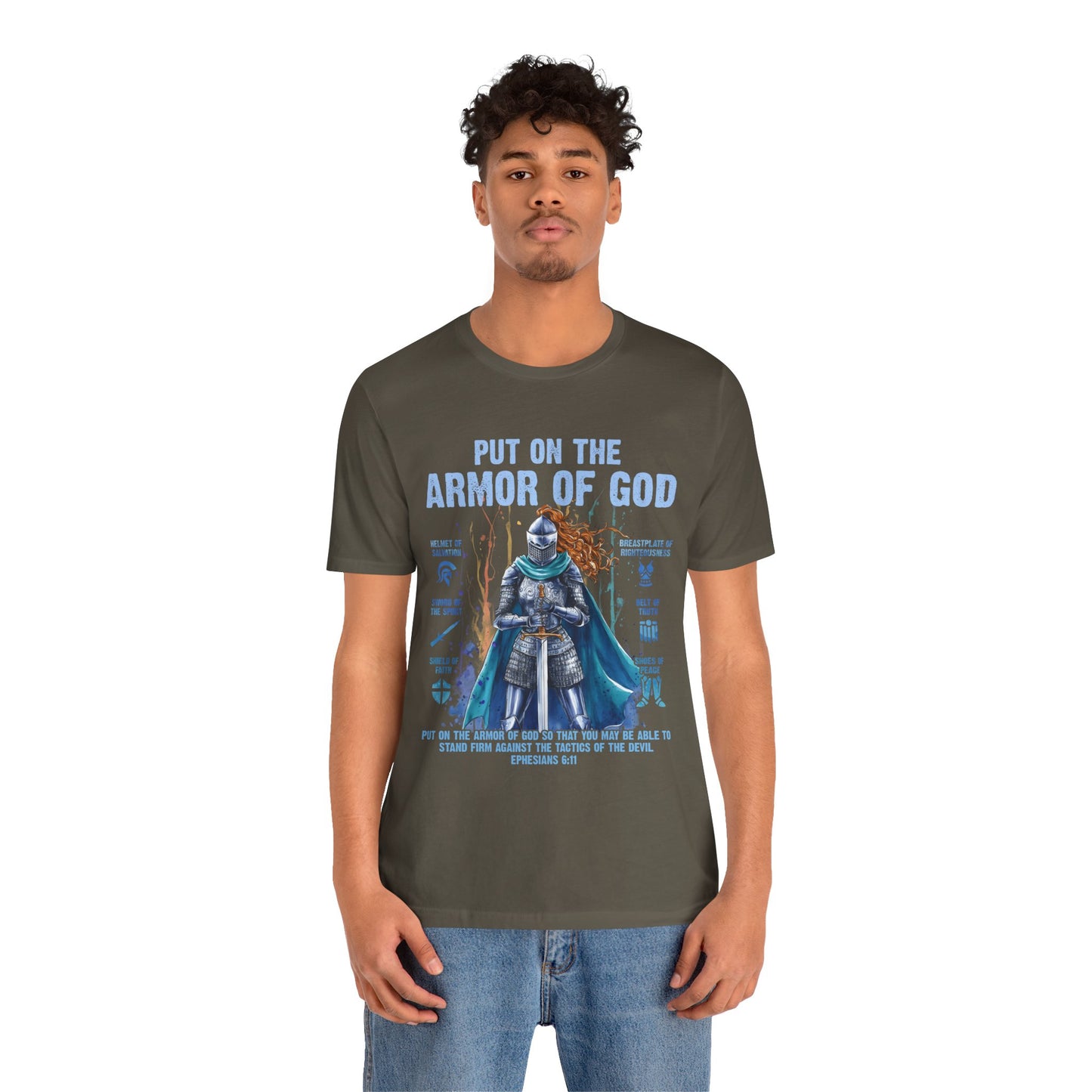Put On the Armor of God Shirt – Christian Ephesians 6:11 Bible Verse Warrior Tee