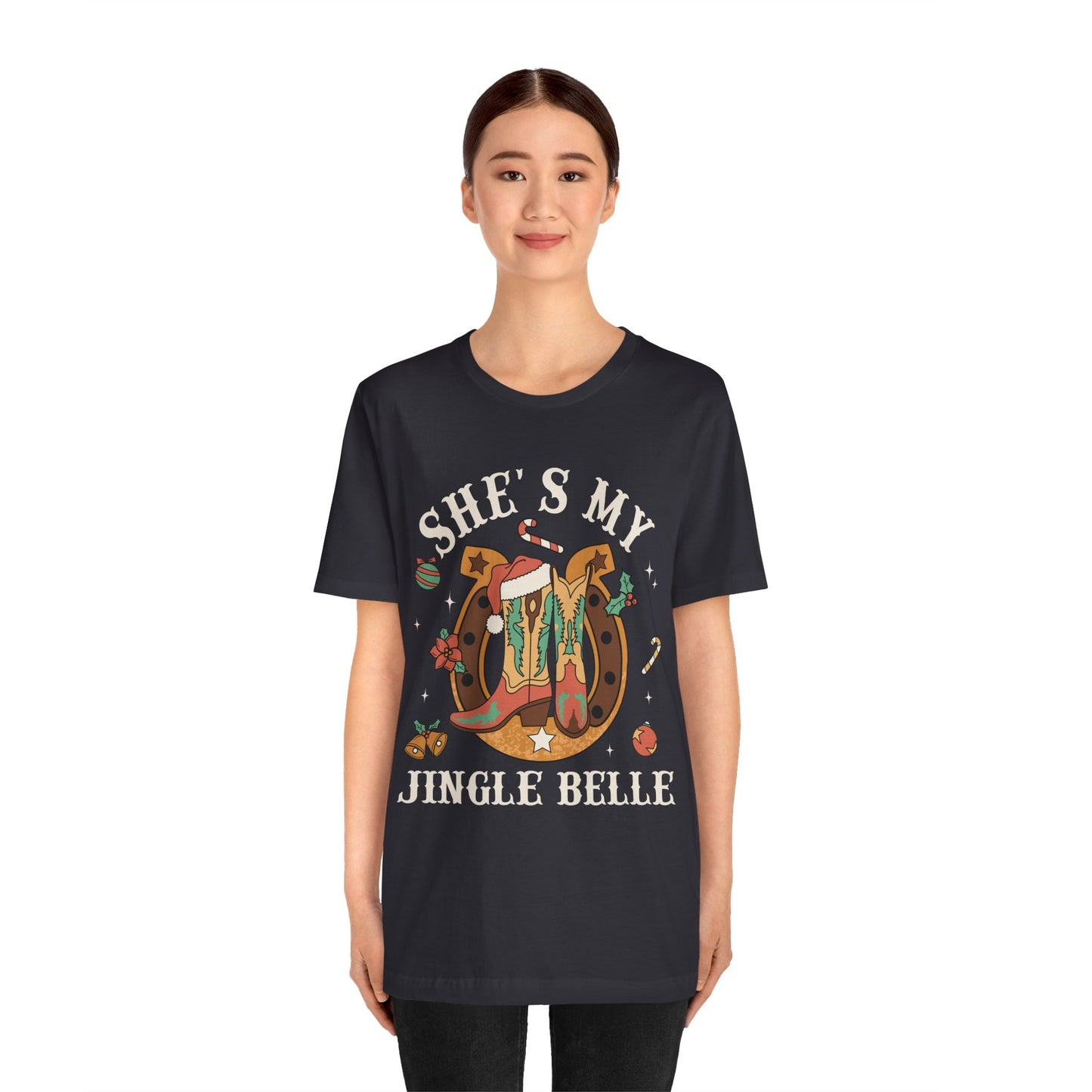 She’s My Jingle Bell Shirt – Cute Western Cowboy Cowgirl Matching Christmas Tee