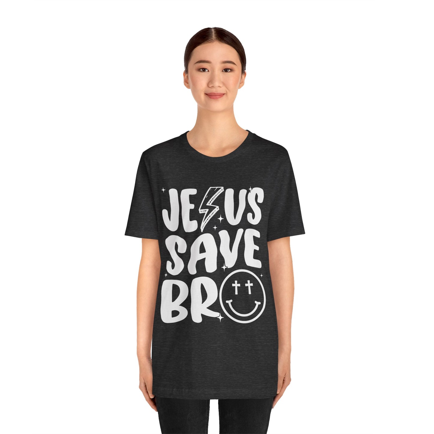 Jesus Saves Bro Shirt – Funny Retro Christian Cross Christmas Faith Tee