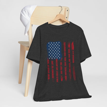 Legacy Dads Shirt – USA Flag Nehemiah 4:14 Christian Men’s Faith Tee