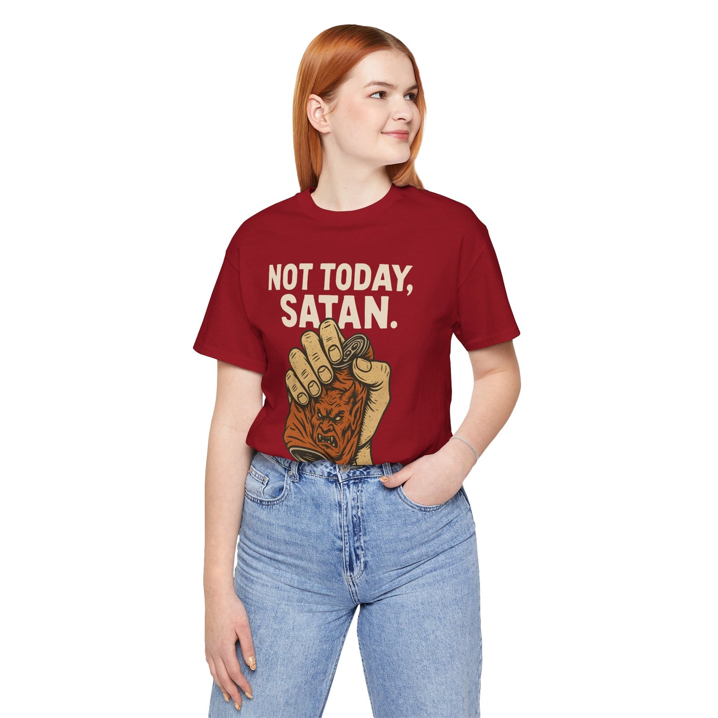 Not Today Satan Shirt – Funny Christian Faith Halloween Anti-Devil Tee