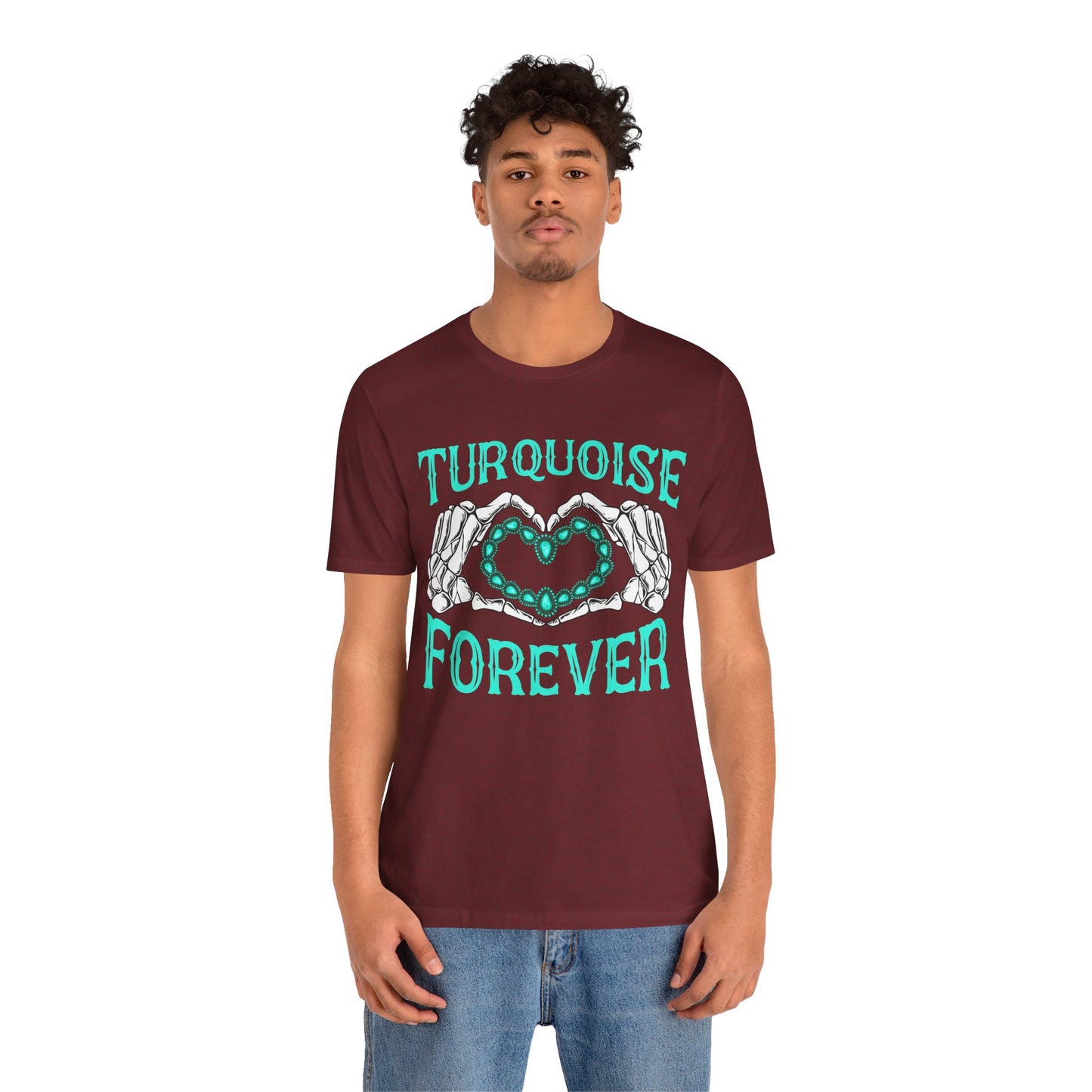 Western Turquoise Forever Shirt – Gemstone Skeleton Hand Heart Rodeo Tee