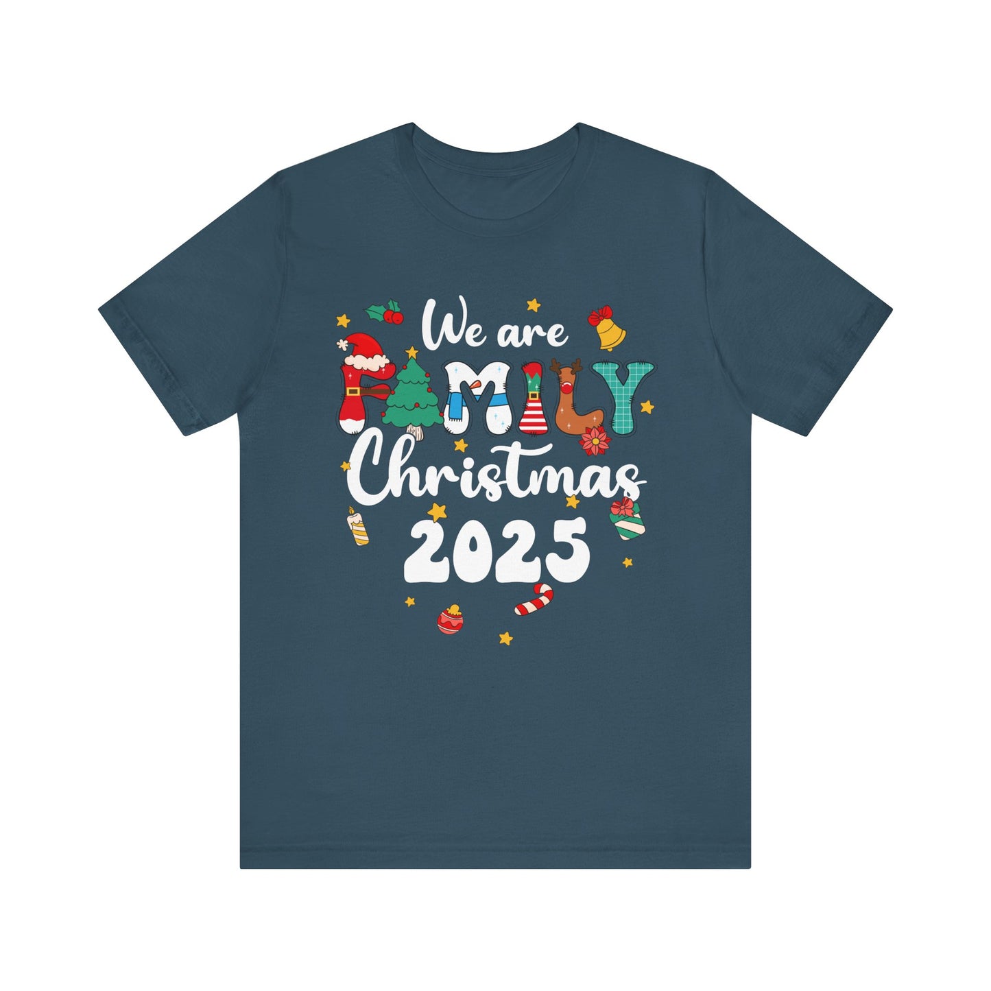 We Are Family Christmas 2025 Shirt – Groovy Snowman & Xmas Tree Matching Tee