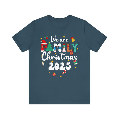 We Are Family Christmas 2025 Shirt – Groovy Snowman & Xmas Tree Matching Tee