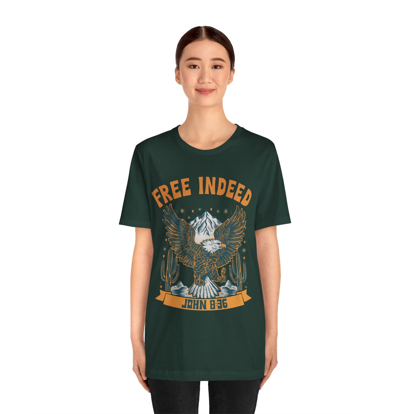 Free Indeed Shirt – Vintage John 8:36 Christian Eagle Bible Prayer Tee