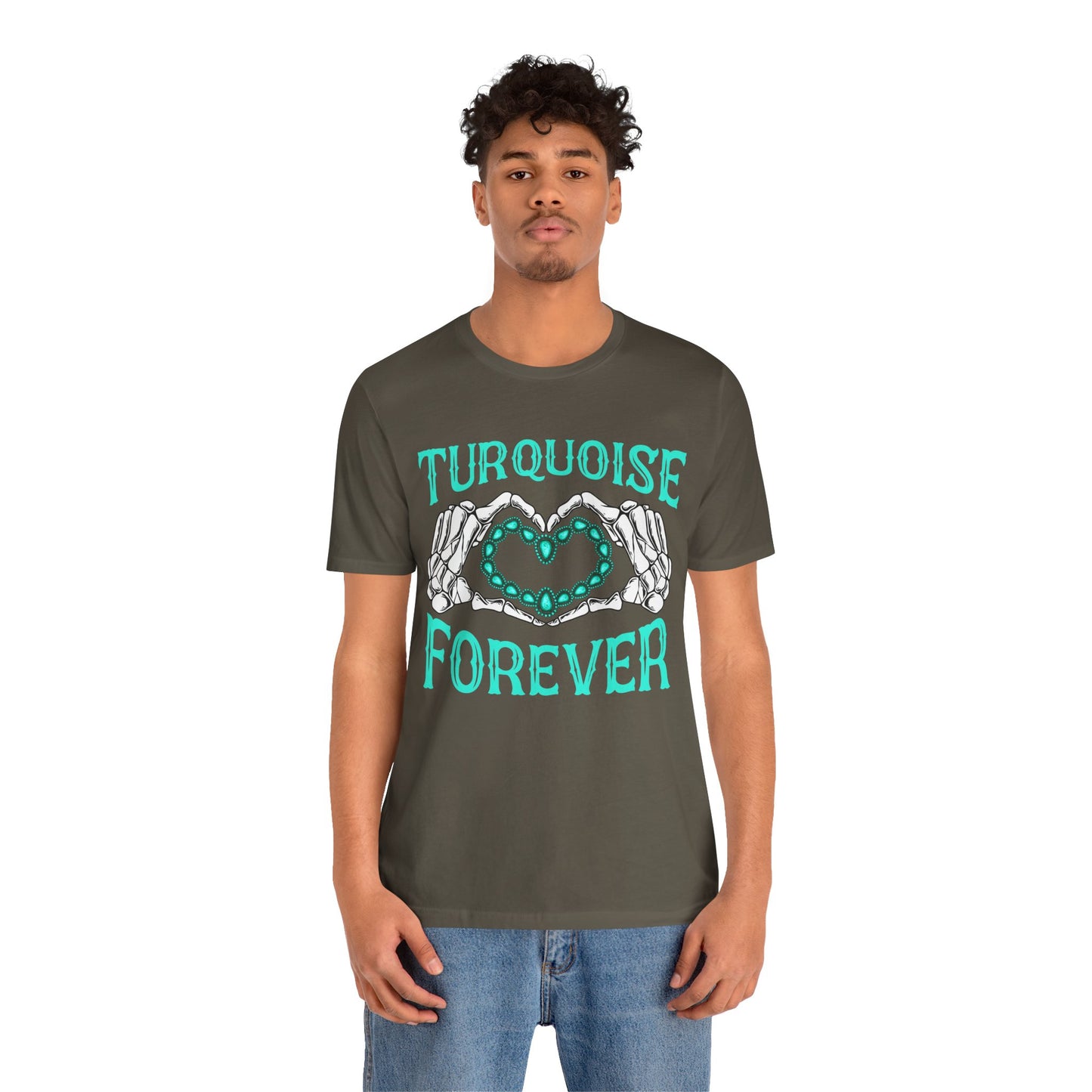 Western Turquoise Forever Shirt – Gemstone Skeleton Hand Heart Rodeo Tee