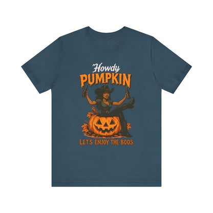 Howdy Pumpkin Shirt – Funny Black Cowgirl Western Halloween Tee