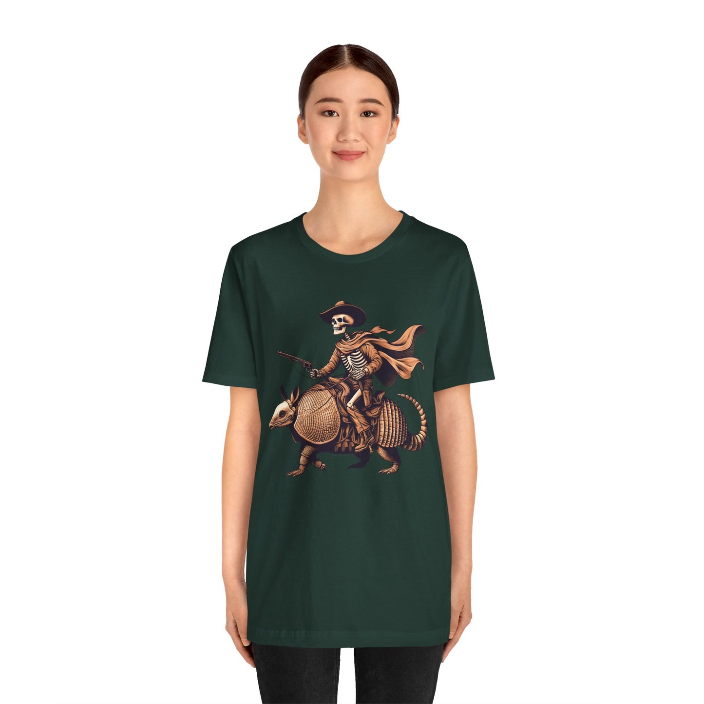 Cowboy Skeleton Riding Armadillo Shirt – Howdy Western Texas Rodeo Tee