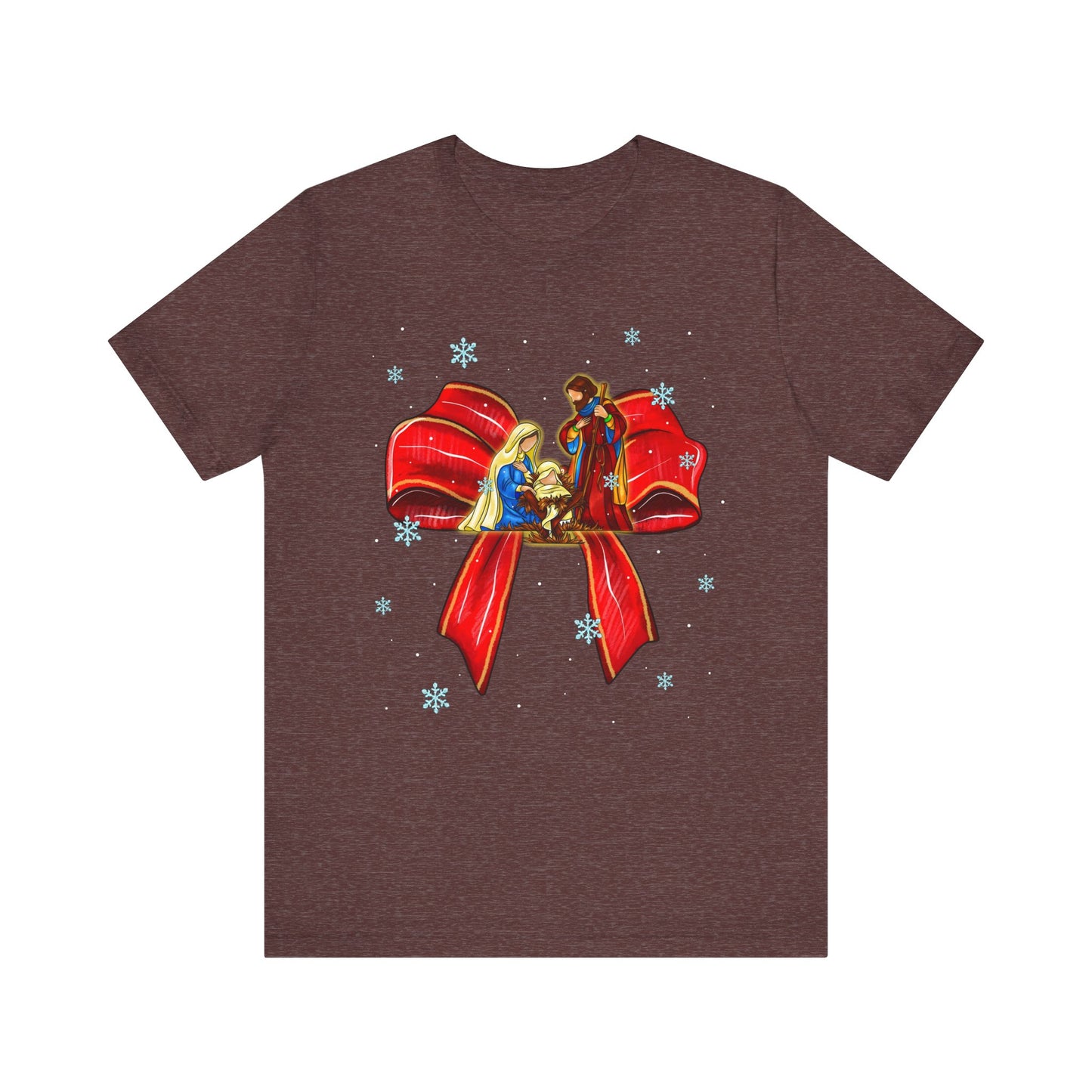 Nativity Scene Christmas Shirt – Coquette Bow Faith Holiday Pajama Tee