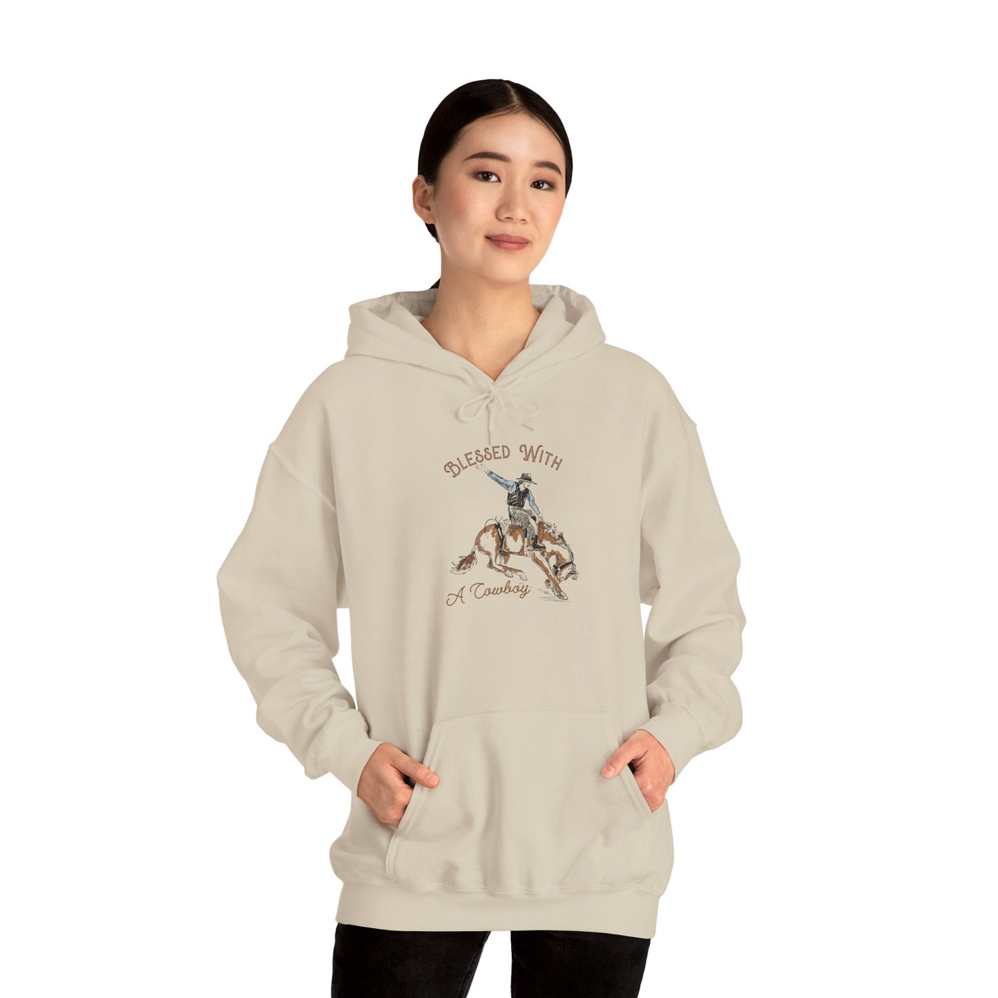 Blessed with a Cowboy Hoodie – Retro Christian Western Rodeo Country Pullover
