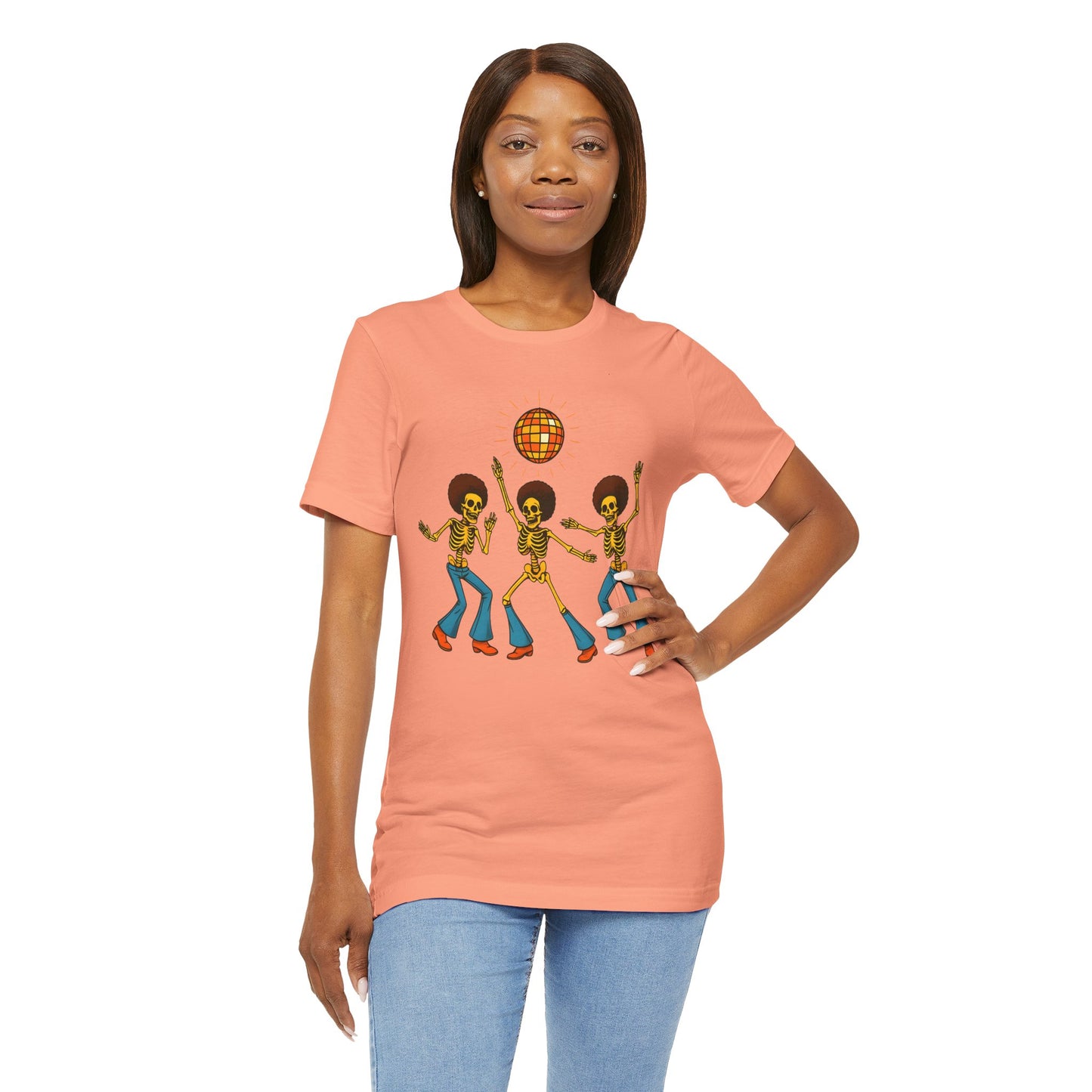 Disco Skeletons Dancing Shirt – Funny Retro 70s Halloween Party Tee