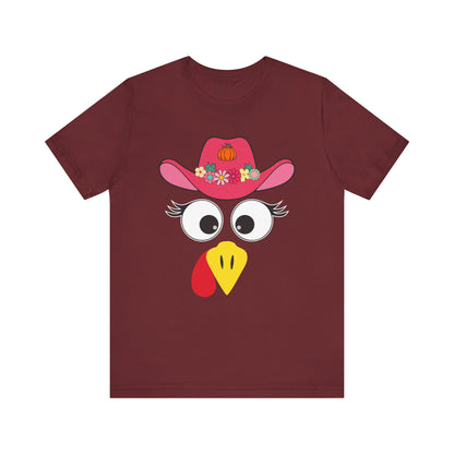 Thanksgiving Matching Couples Shirt Funny Turkey Face Cowboy Cowgirl Tee