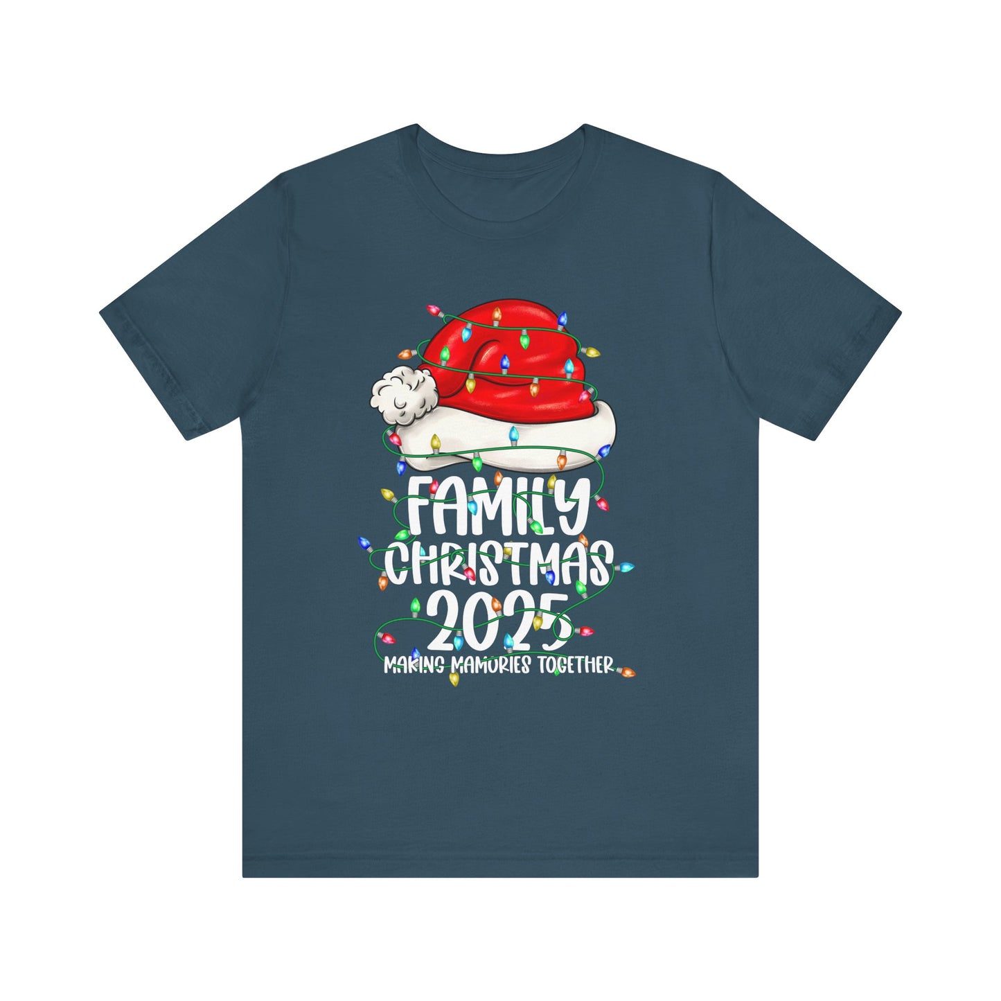 Family Christmas 2025 Shirt – Santa Hat & String Lights Matching Holiday Tee