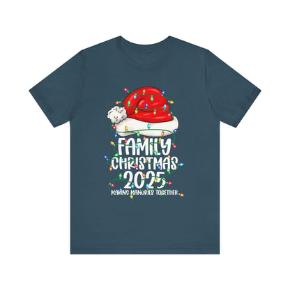 Family Christmas 2025 Shirt – Santa Hat & String Lights Matching Holiday Tee