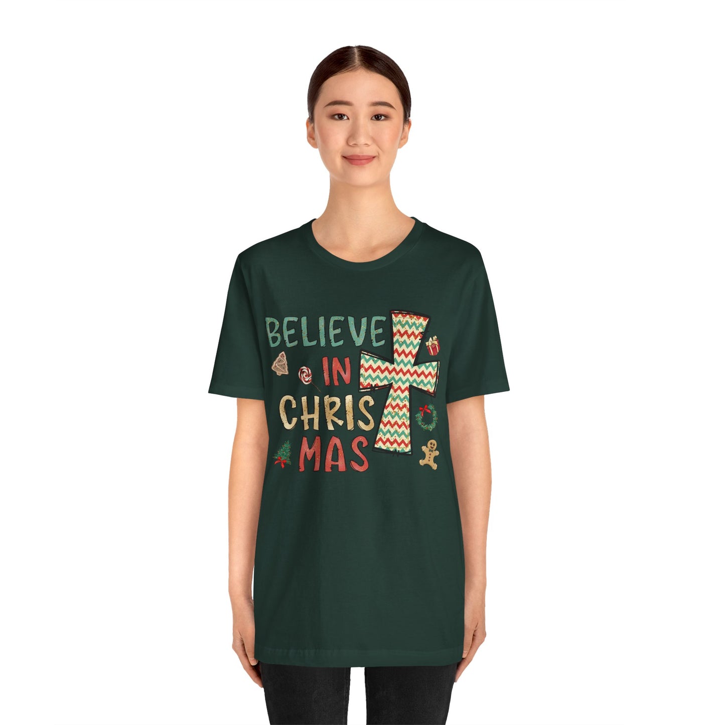 Believe in Christ-Mas Shirt – Retro Christian Jesus Vintage Holiday Faith Tee