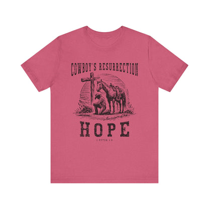 Cowboy’s Resurrection Hope Shirt – Christian Cross Western Rodeo Tee