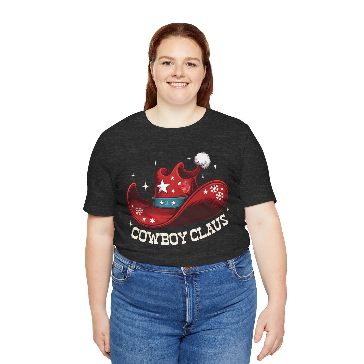 Cowboy Claus Christmas Shirt – Western Santa Hat Funny Cowboy Holiday Tee