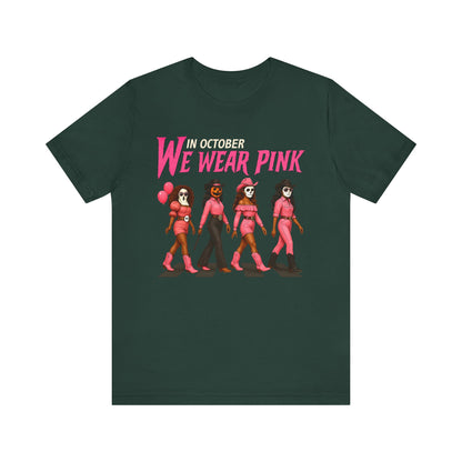 In October We Wear Pink Shirt – Spooky Cowgirl Western Halloween Tee