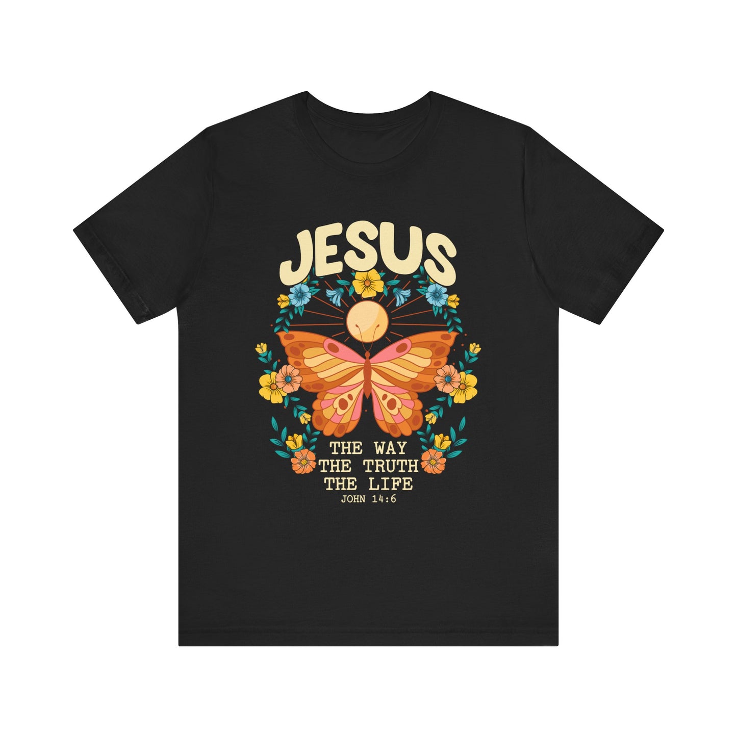 Jesus Butterfly Wildflower Shirt – John 14:6 Scripture Floral Christian Tee