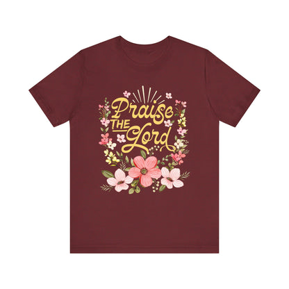 Praise the Lord Shirt – Christian Worship Groovy Retro Daisy Floral Faith Tee