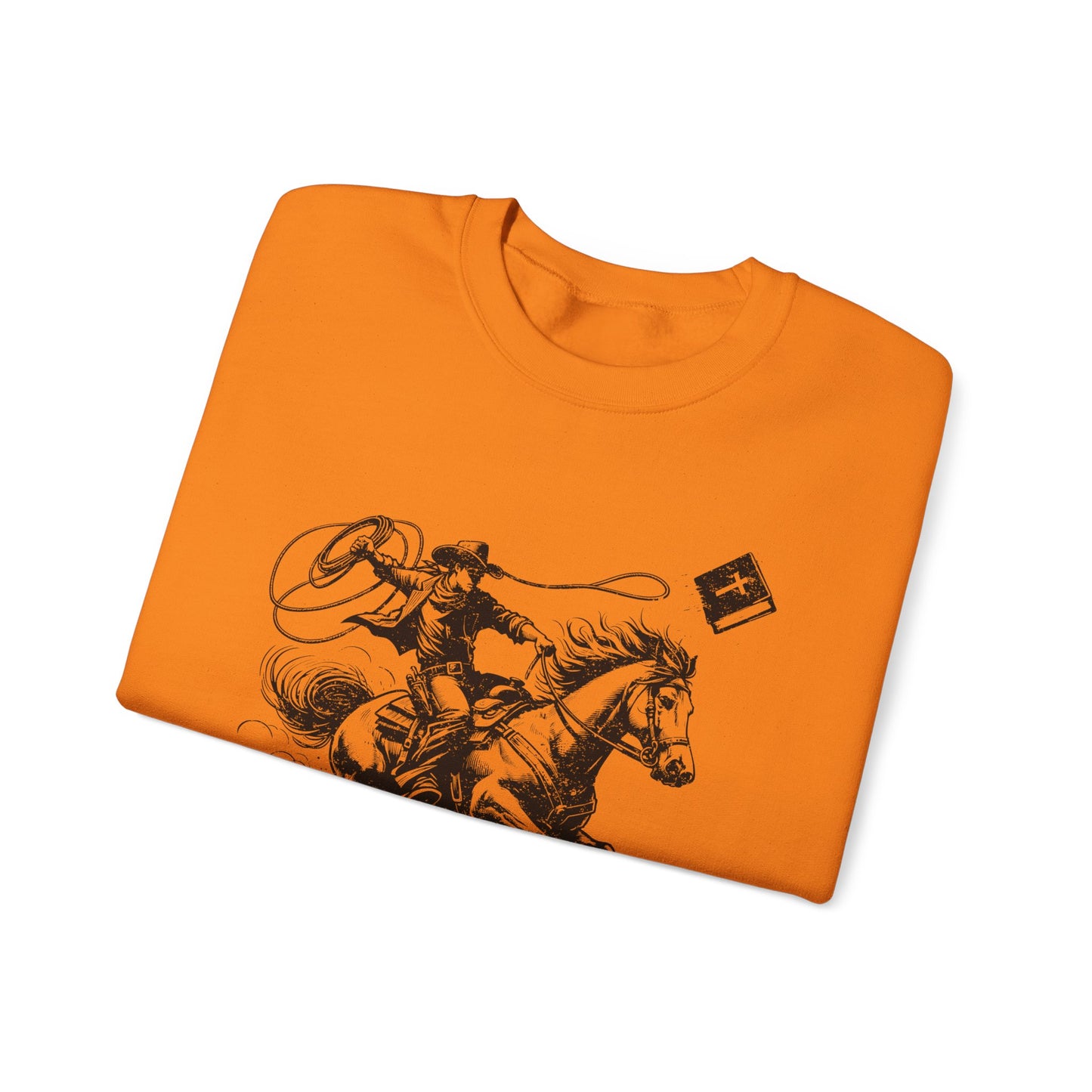 Retro Cowboy Riding Horse Sweatshirt – Christian Scripture Western Rodeo Pullover