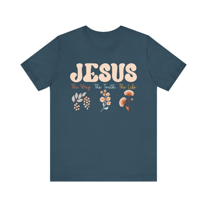 Jesus The Way The Truth The Life Shirt – Groovy Floral John 14:6 Christian Tee