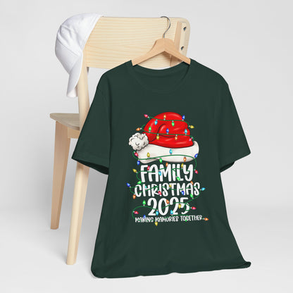 Family Christmas 2025 Shirt – Santa Hat & String Lights Matching Holiday Tee