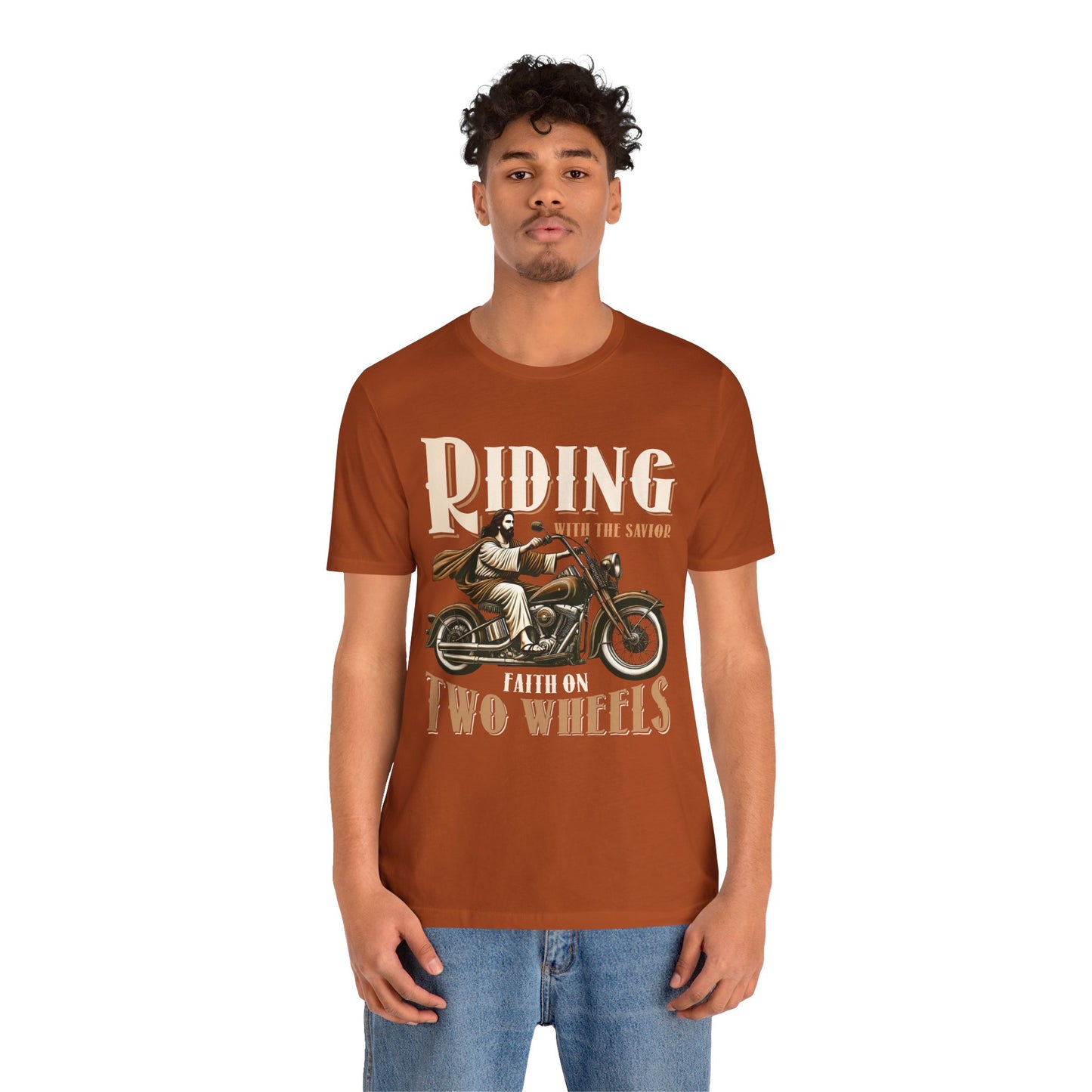 Riding With the Savior Shirt – Christian Biker Motorcycle Faith Graphic Tee
