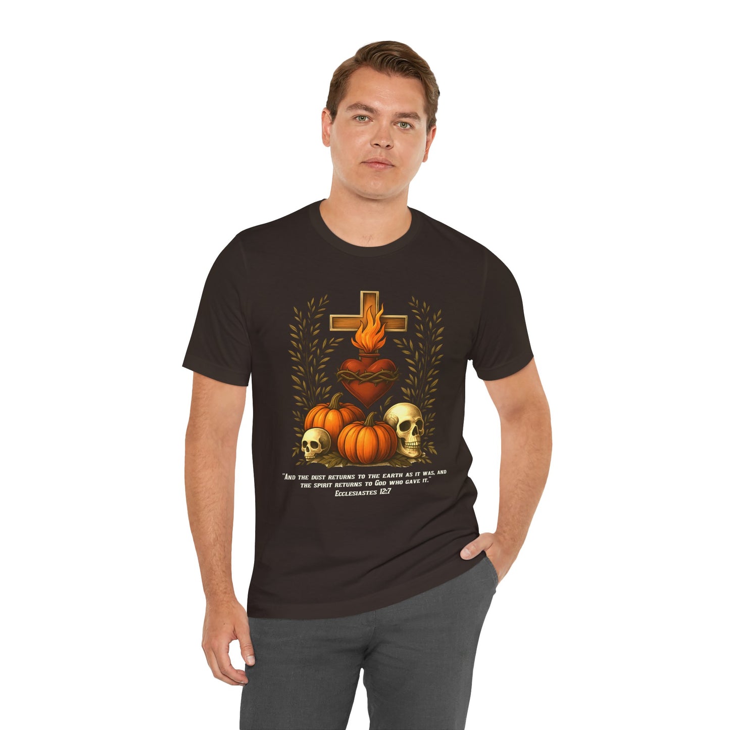 Sacred Heart Halloween Shirt – Jesus Skulls Pumpkins Christian Cross Tee