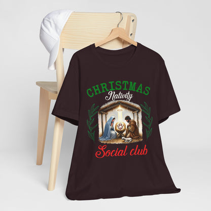 Christmas Nativity Social Club Shirt – Christian Nativity Scene Faith Holiday Tee