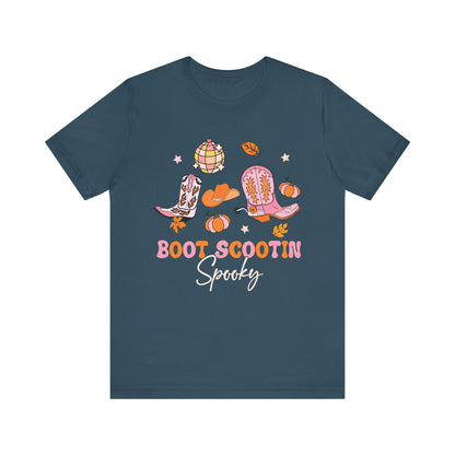 Boot Scootin Spooky Howdy Western Halloween Thanksgiving T-Shirt, Retro Cowgirl Fall Tee