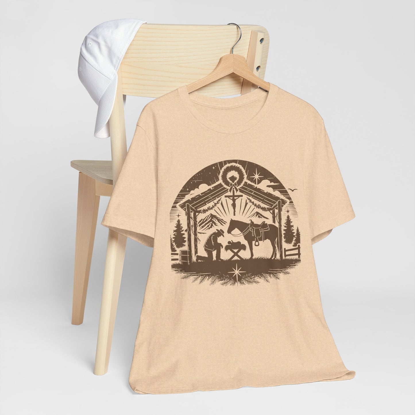 Praying Cowboy Christmas Shirt – Western Nativity Christian Holiday Tee