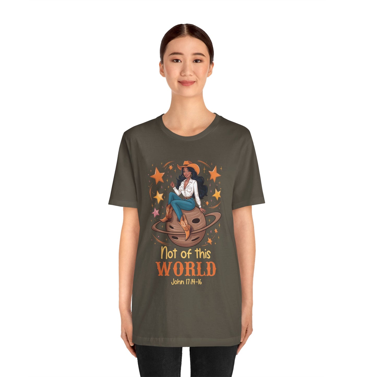 Not of This World Shirt – Cosmic Cowgirl Christian Melanin Texas Tee