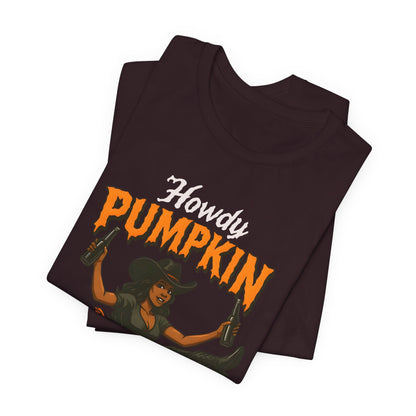 Howdy Pumpkin Shirt – Funny Black Cowgirl Western Halloween Tee